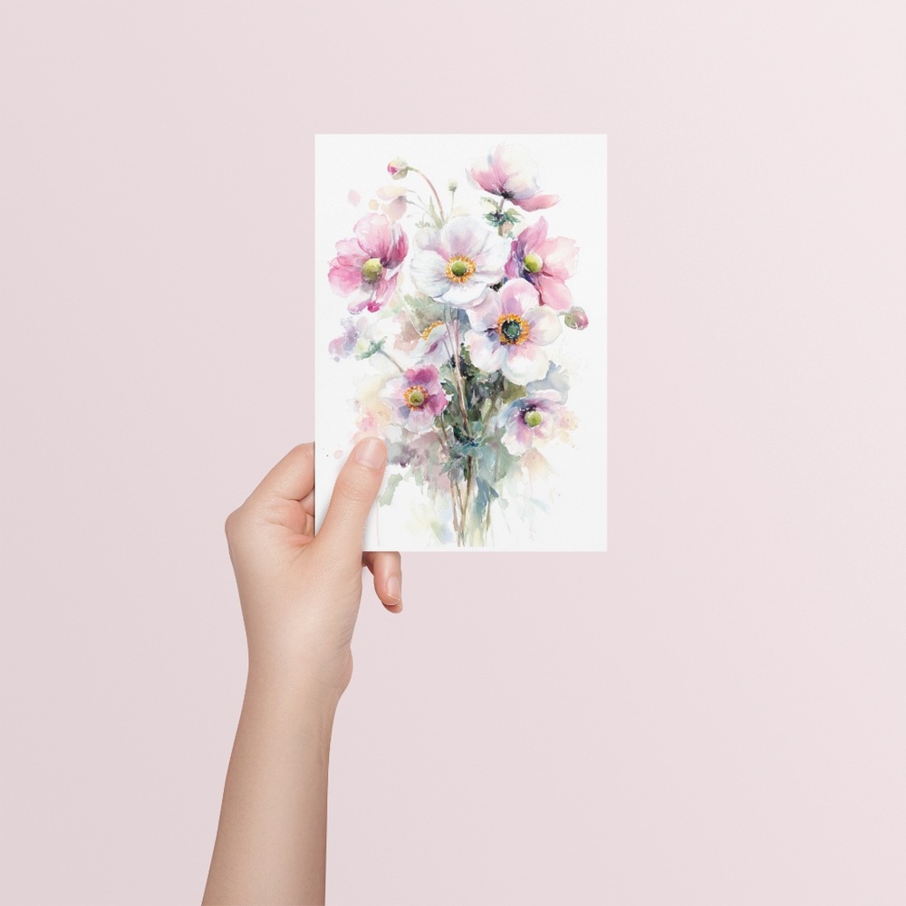 Watercolor Anemone Flowers Wall Art Illustration Print Poster Unframed - Picture 4 of 9